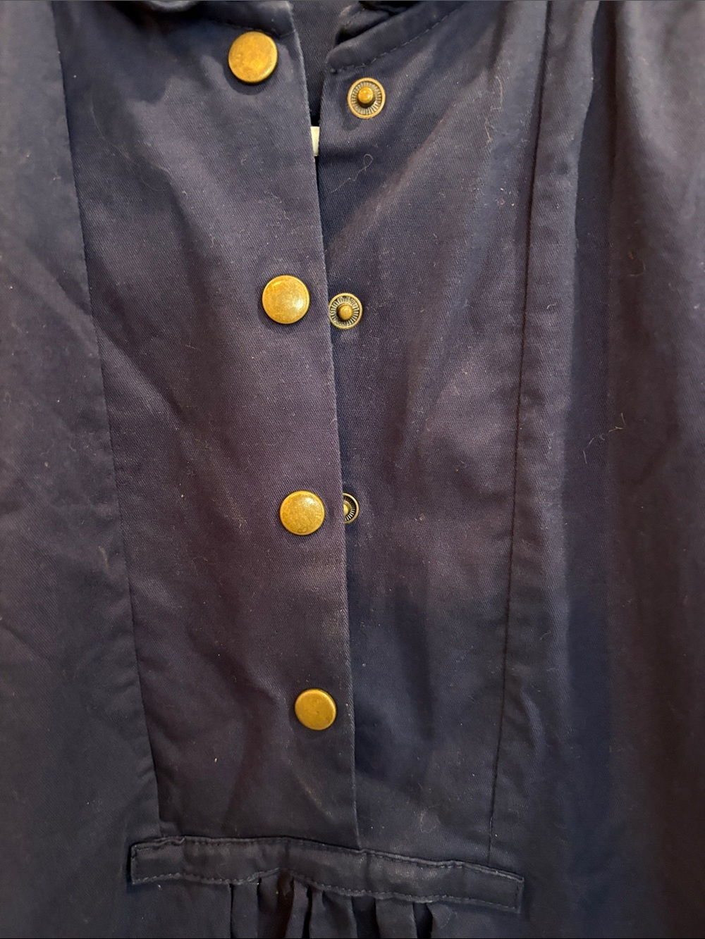 Pomander Place Navy Ruffle-Neck Button Front Dress - Picture 3 of 3